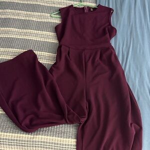 SHEIN Deep Wine Sleeveless Jumpsuit